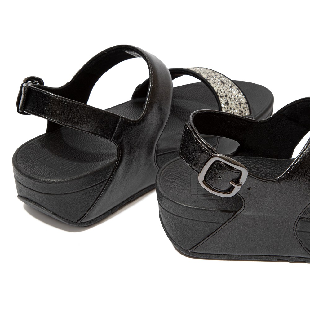 Fitflop Womens Sandals Black - Lulu Shimmer Back-strap - 86GCMNOXF